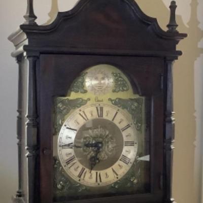 2054 Vintage Oak Colonial Grandmother Clock Western Germany Movement
