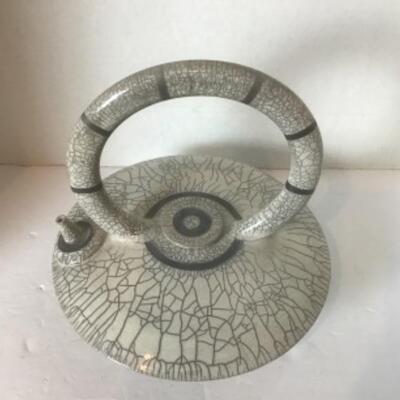 Q - 1297  Artisan Raku Pottery Kettle with Lid 
