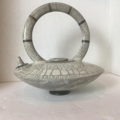 Q - 1297  Artisan Raku Pottery Kettle with Lid 