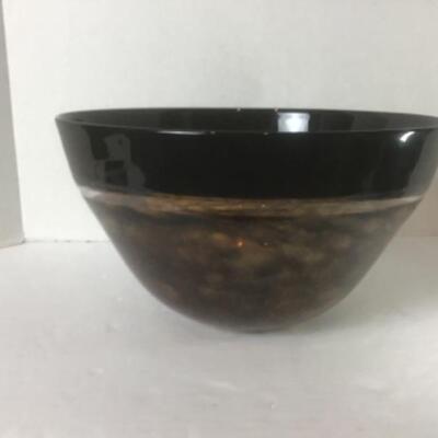Q - 1304 Signed DKL Studio, Hand-blown Glass Bowl ( Large ) 