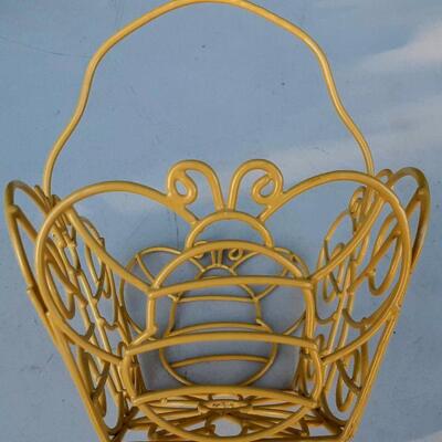 Yellow Wire Butterfly and Bee Basket