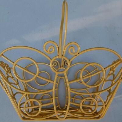 Yellow Wire Butterfly and Bee Basket