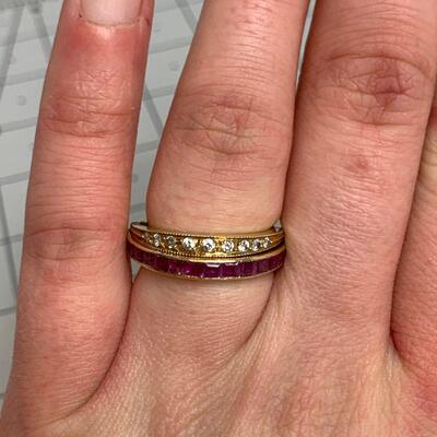 #5 Reversible Pink/Blue/Gold Ring Size 6