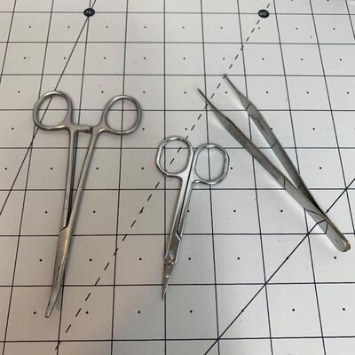 #16 Small Scissors, Wire Clamp & Tweezers