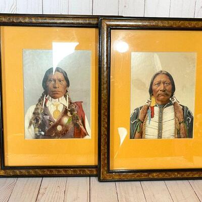 Lot 86  Pair of Framed Portraits Native Americans Photo Art Prints 