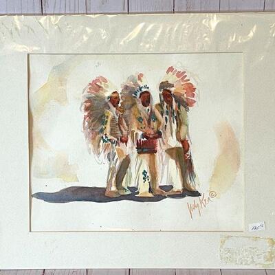 Lot 91  Native American Chiefs Water Color Signed by Judy Kea 