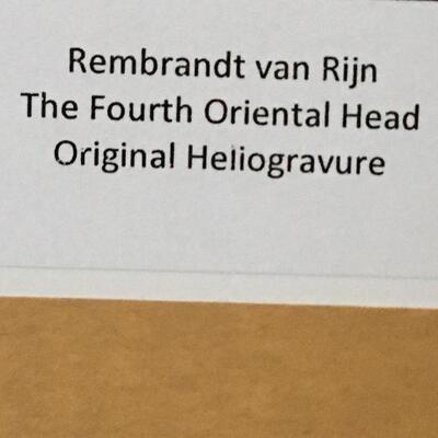 REMBRANDT â€œThe Fourth Oriental Headâ€ Original Heliogravure with COA. LOT A22