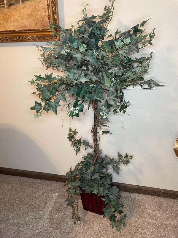 FAUX TREE IN PLANTER