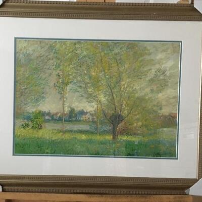 CLAUDE MONET â€œThe Willowsâ€ Lithograph with Frame. LOT A42