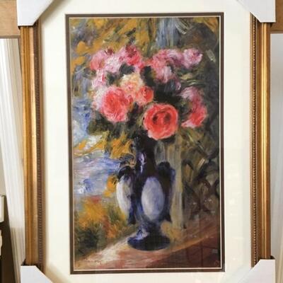 PIERRE-AUGUSTE RENOIR â€œRoses in a Blue Vaseâ€ Gallery Framed Lithograph. LOT A48Iâ€™m 