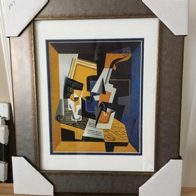 JUAN GRIS â€œA Violin and Glassâ€ Original Lithograph with Gallery Frame. LOT A53