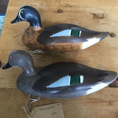DECOYS- PAIR OF CAPT HARRY JOBES BLUE WING TEAL 