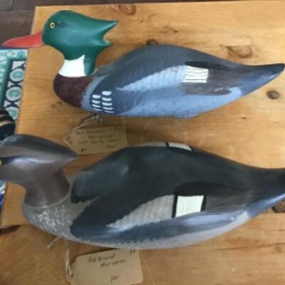 DECOYS- PAIR OF CAPT HARRY JOBES RED BREASTED MERGANSER
