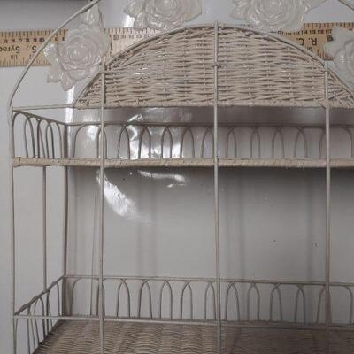 Vintage wicker shelf and metal frame