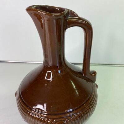 Pottery wine jug and 6 cups