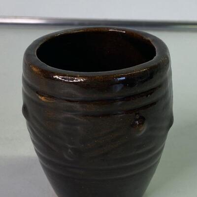 Pottery wine jug and 6 cups
