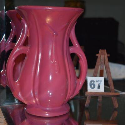 McCoy 2-Handled Dark Pink Vase 