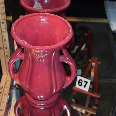 McCoy 2-Handled Dark Pink Vase 
