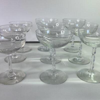 Etched. Vintage charming old  Champange glasses