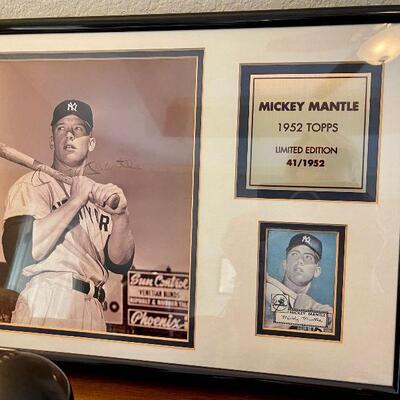 Mickey Mantle Signed Photo and 1952 Topps Baseball Card