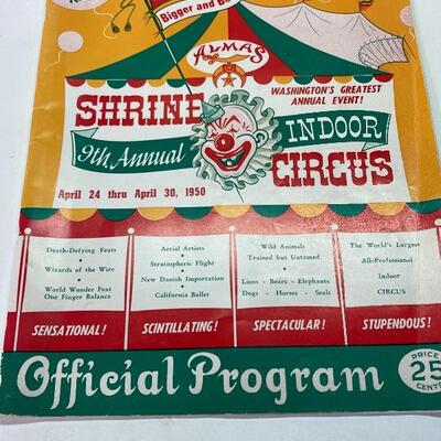 1950 Shrine 9th Annual Indoor Circus official program