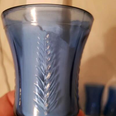 LOT #2:  Set of six cobalt blue depression glass juice glasses