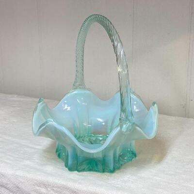 Fenton Blue Opalescent Basket 