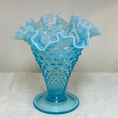 Pair of Fenton Blue Hobnail 