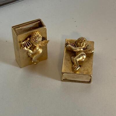 Vintage Cherub Angel Match Box Holders - set of 2