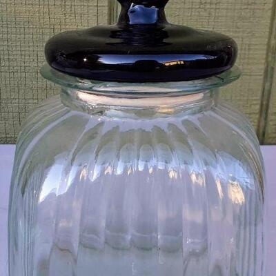 Rooster Topped Large Glass Cannister