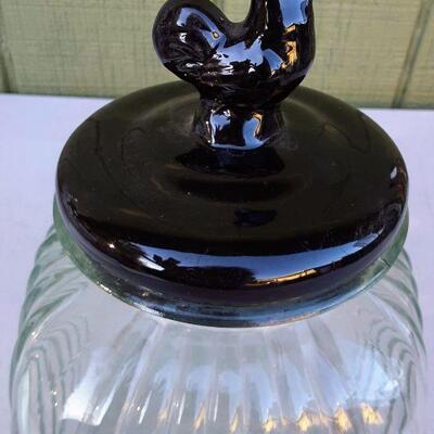 Rooster Topped Large Glass Cannister