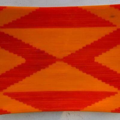 Orange and Yellow Geometric Fused Glass Dish