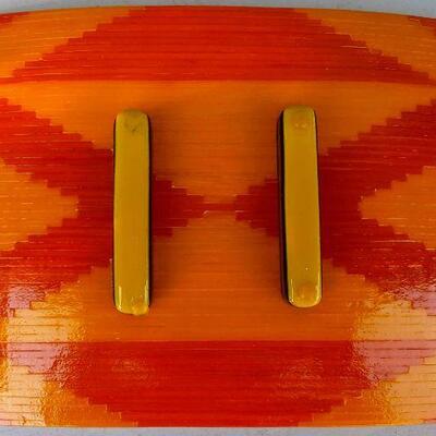 Orange and Yellow Geometric Fused Glass Dish