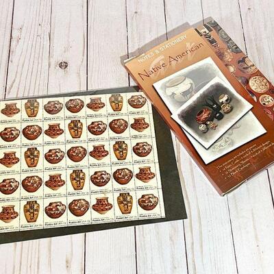 Lot 96  Sheet of US Stamps 13c Pueblo Art Pottery + Notes & Stationary With Pottery Motif