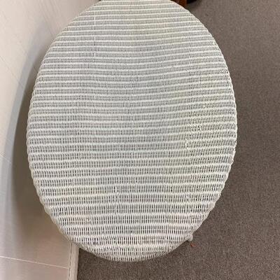 White Oval Wicker Table 