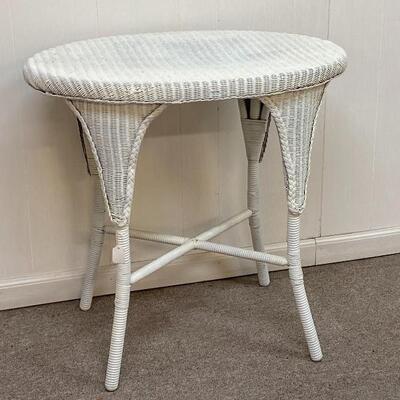 White Oval Wicker Table 