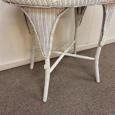 White Oval Wicker Table 
