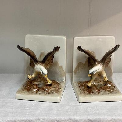Pair of Porcelain Eagle Bookends - 1950â€™s