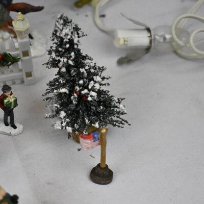Lot of Christmas Miniatures, with People, Trees, Homes, Fences, and Lights
