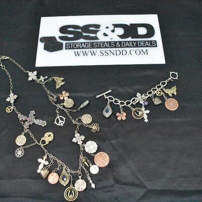 Lucky Brand Necklace & Bracelet Set with lots of charms. Chunky