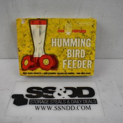 Red Flower Humming Bird Feeder Parts *MISSING BASE, PARTS ONLY* - Needs cleaning