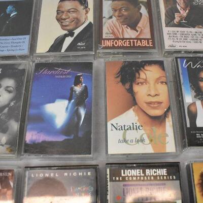 12 Music Cassette Tapes: Nat King & Natalie Cole, Whitney, Lionel, & Diana Ross
