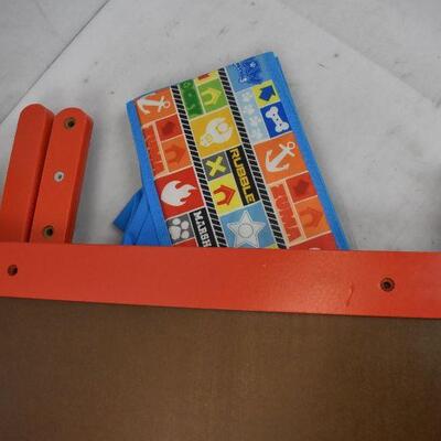 Paw Patrol Red/Blue Delta Children's Whiteboard Easel w/ Storage. Cracked shown