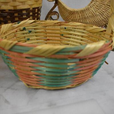 5 pc Various Baskets: Duck, Sleigh, etc