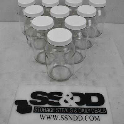 10 pc Clear Glass Jars with White Lids