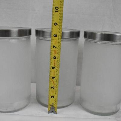 3 Frosted Glass Canisters with Glass/Metal Lids from Ikea