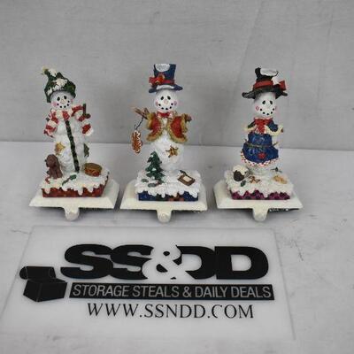 3pc Snowman Stocking Holders, Broken noses arms