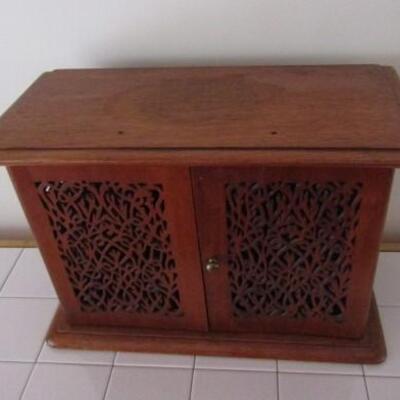 Carved Wooden Storage Box with Shelf- 18 1/2