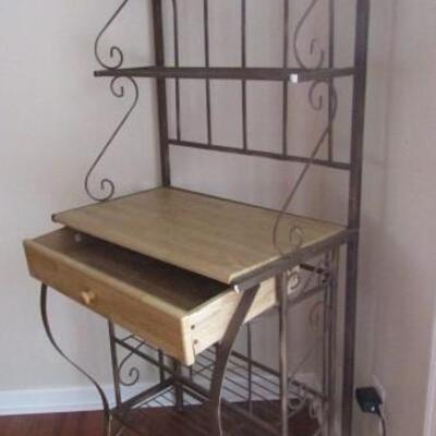 Metal Baker's Rack Shelf with Drawer 27 1/2