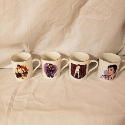 LOT #7. Elvis Lot A: Four Elvis mugs, with bio of each on back